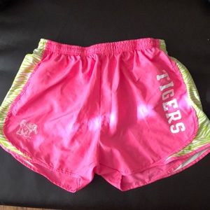 athletic shorts, universityofmemphis logo on them
